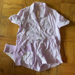 Victoria Secret Gingham Lavender Pajama Set Sz. Small